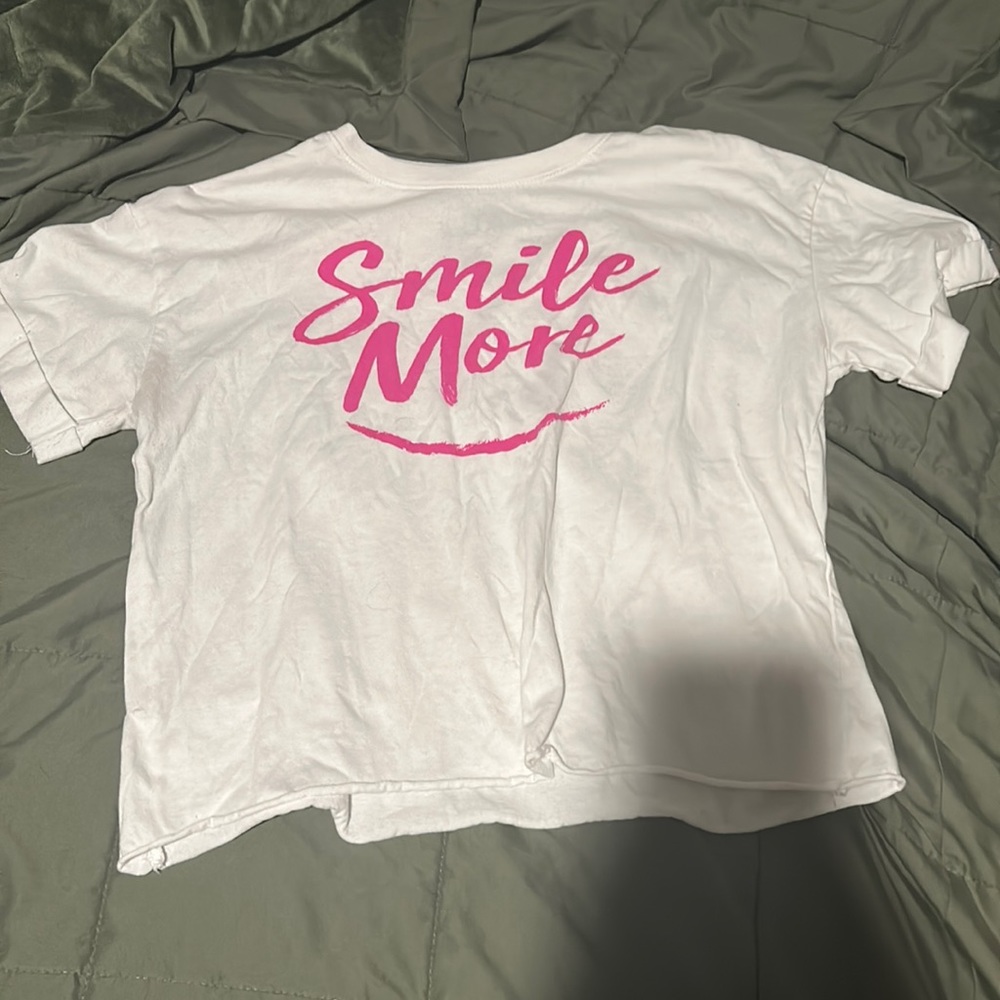 White and Pink Smile More Short Sleeved Tee